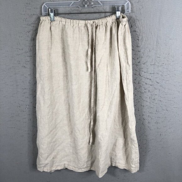 Boheme 3 Skirt Womens 10 US Beige Linen Lagenlook Boho Minimalist Airy Beach - Picture 1 of 16